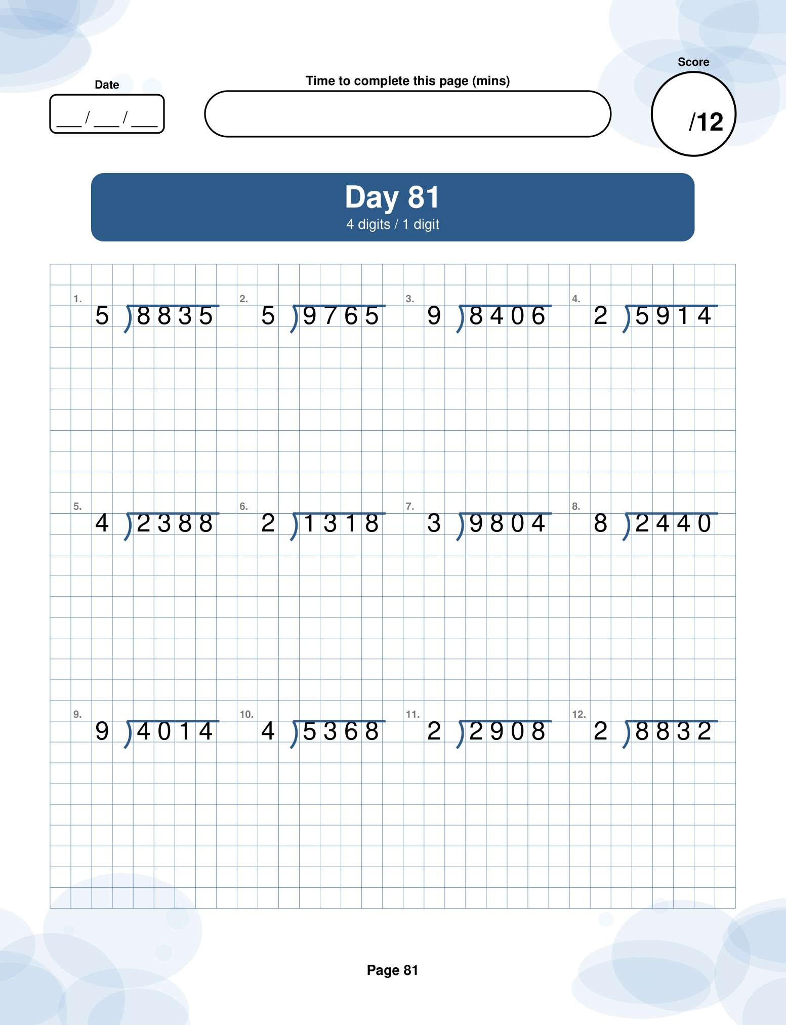 Day 81 — 4 digits ÷ 1 digit