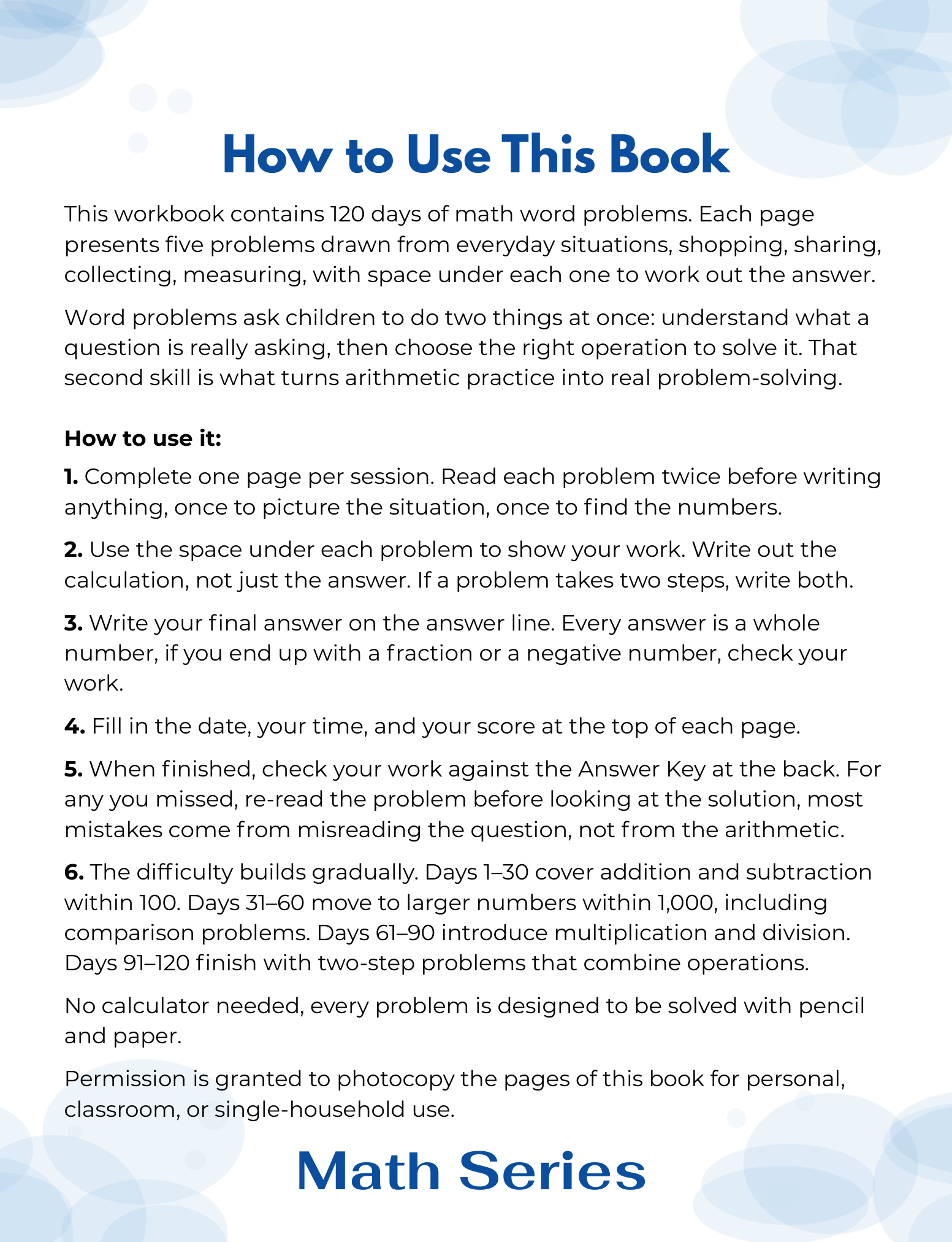How to use this workbook