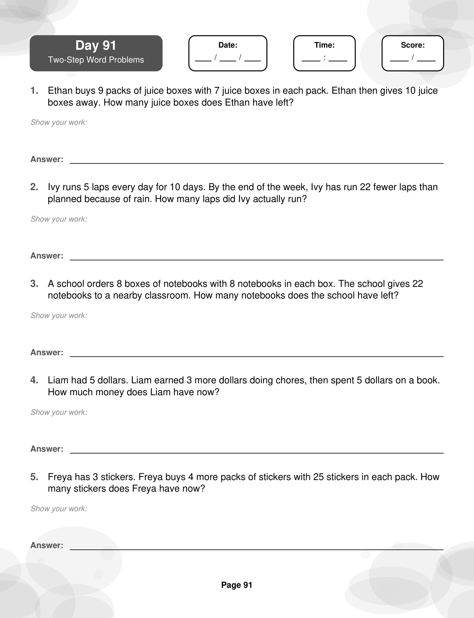Day 91 — Two-Step Word Problems